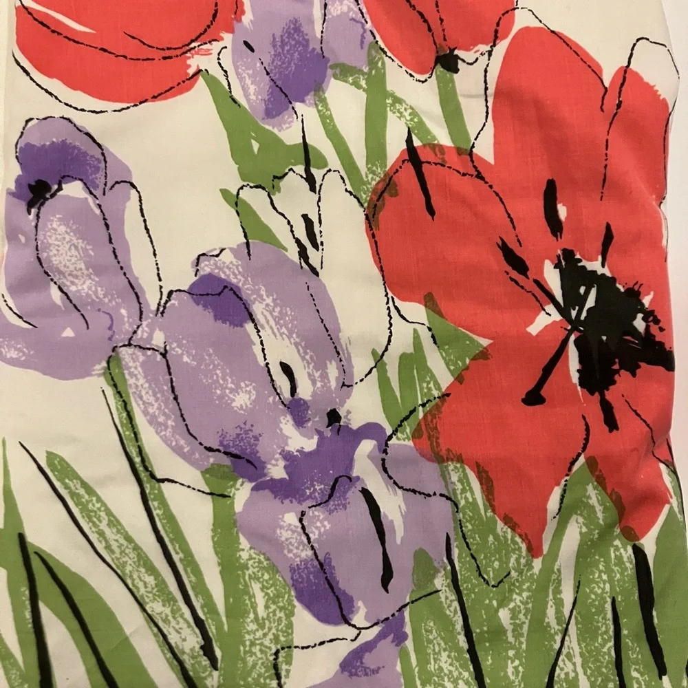 Vintage Vera Neumann Sheet Floral Pink Purple Size Approx 80”x97” Full? No Tag - Picture 2 of 2